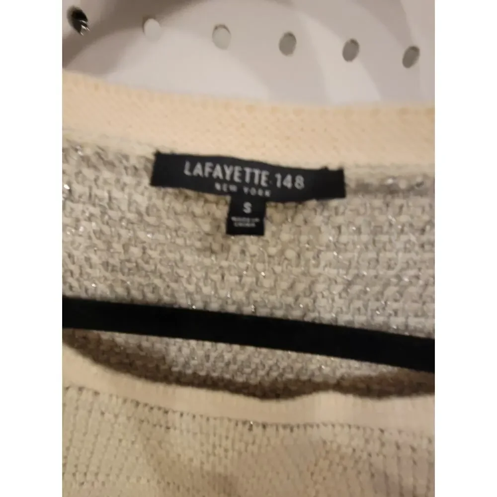 LAFAYETTE Cashmere linen & wool sparkle sweater. S - Picture 4 of 6